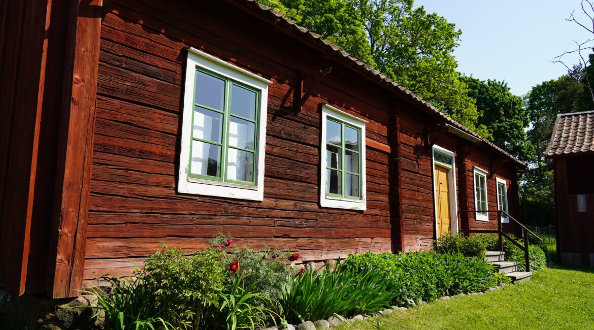 A Swedish house painted with the traditional red Falu paint.